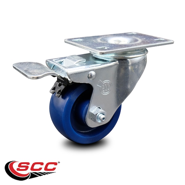 3 Inch Solid Polyurethane Wheel Swivel Top Plate Caster with Total Lock Brake